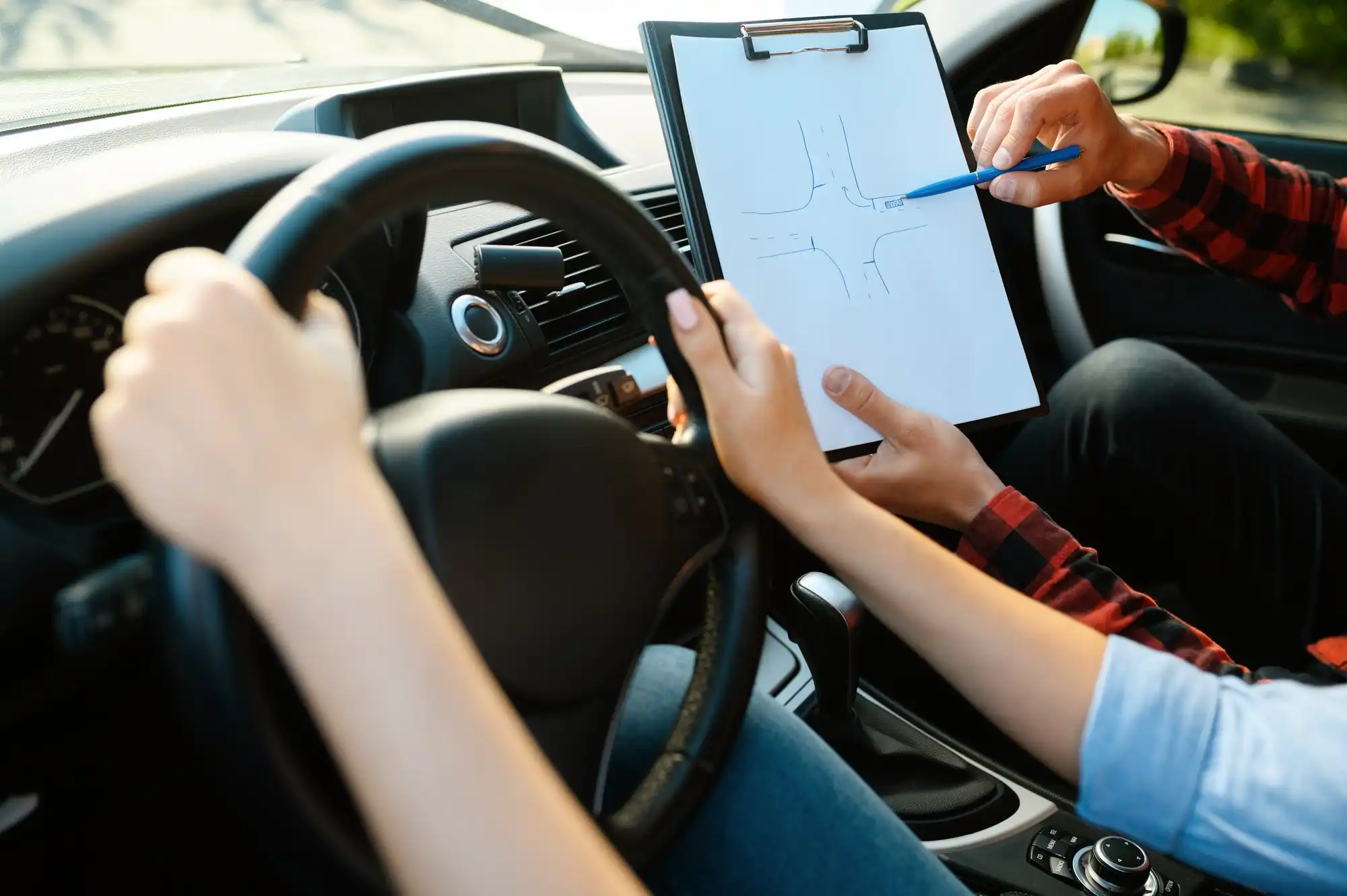 Learner driver during a driving lesson