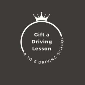 A to Z Driving School gift certificate with a crown, ideal for a driving lesson.